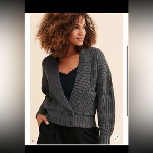 Anthropologie Wool blend Deep V Cardigan in Charcoal 
size Small